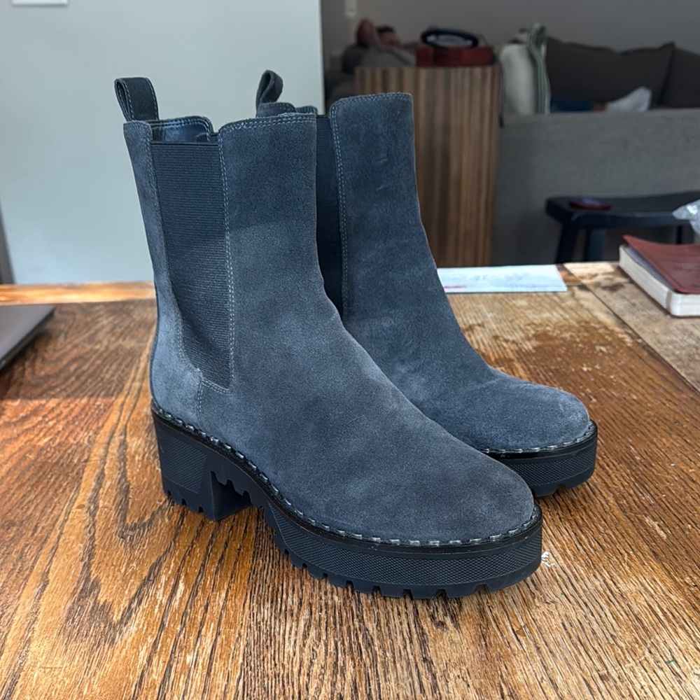 Vince Camuto Gray Ankle Boots Suede Minimalist Design